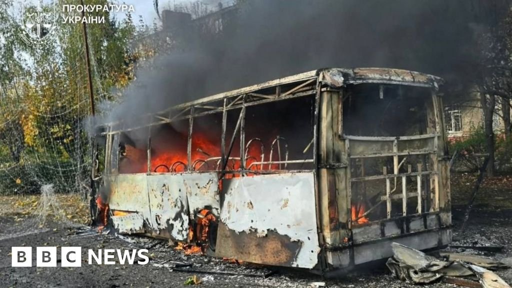 Russian strike on Kramatorsk buses leaves at least 30 dead