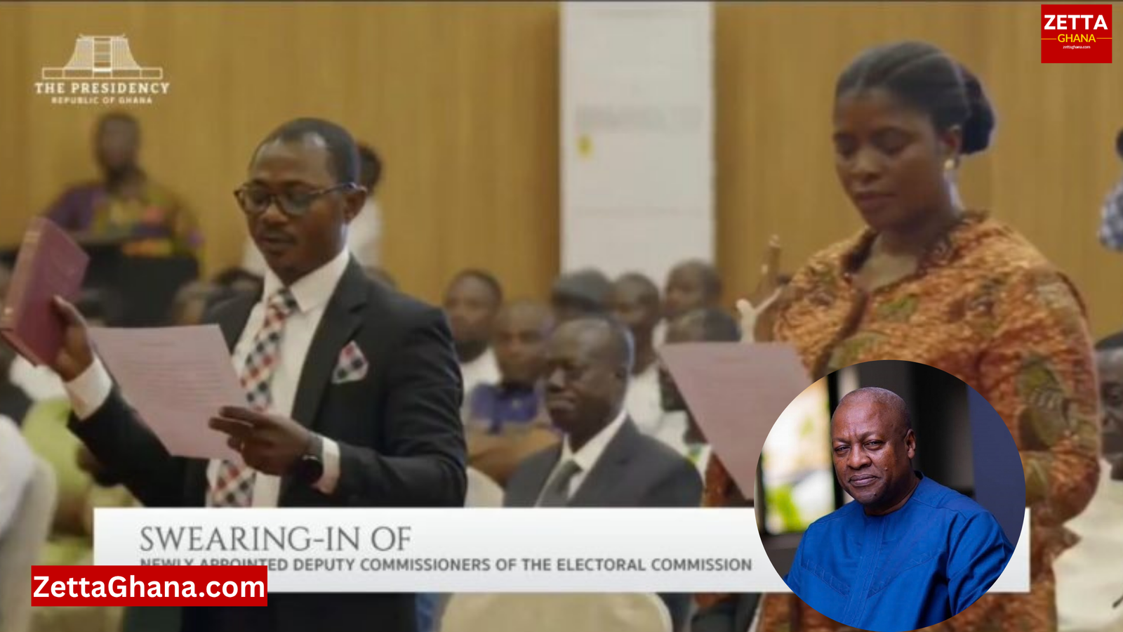 President Mahama Swears In Emelia Agbenyo, Joseph Asamoah as EC Deputy Chairpersons